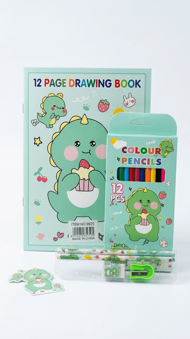 Dinosaur Stationery Set for Kids | Drawing & Sketching Kit - Happy Hands