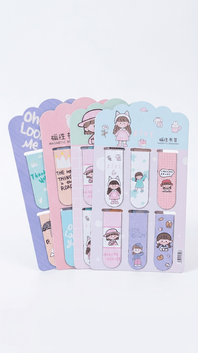 Cute Magnetic Cartoon Bookmarks Set for Kids