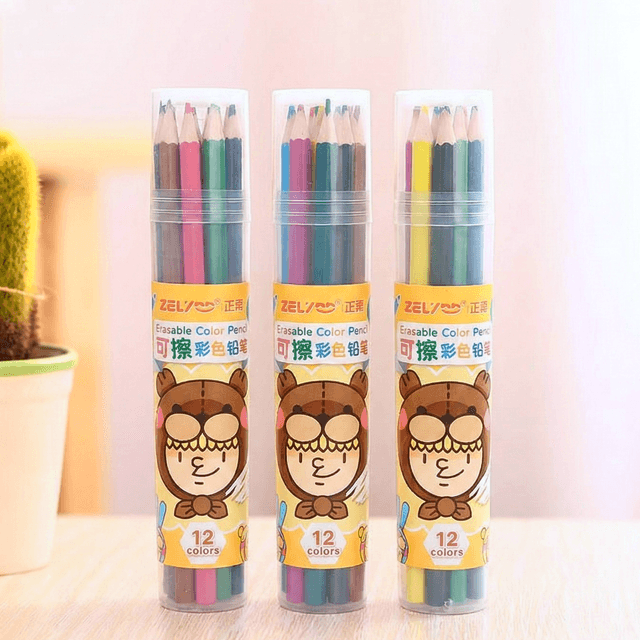 Cute Cartoon Color Pencil Set - 12 Pencils for Kids & School
