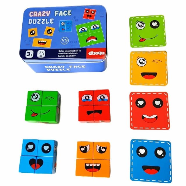 Wooden Face Changing Rubik's Cube Game | Educational Toy for Kids
